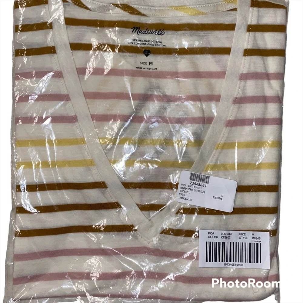 Madewell V-Neck Striped Tee NWT - Picture 6 of 7